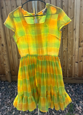 Vintage 1960s Green & Yellow Plaid Short Sleeve Fit and Flare Dress, Semi Sheer | eBay Vintage 1960s Green & Yellow Plaid Short Sleeve Fit and Flare Dress, Semi Sheer | eBay