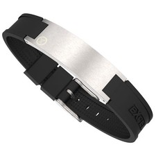 PROEXL Best Magnetic Energy Golf Bracelet Men Gray Brushed Steel Black Strap DB