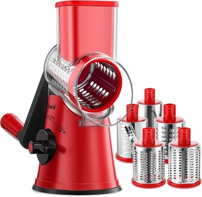 Geedel Cheese Grater, Vegetable Slicer with 5 Drum Blades, Vegetable Slicer f...