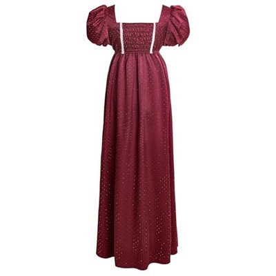 Regency Dresses for Women Luxurious Rhinestone Satin Victorian Small Wine  Red | eBay