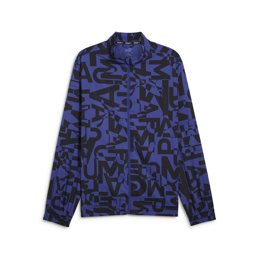 PUMA Energy All Over Print Full Zip Jacket Mens Blue Casual