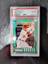 2012 PANINI # 152 BRYCE HARPER ROOKIE CARD GREEN PRIZM P.S.A 10 GEM. rookie card picture