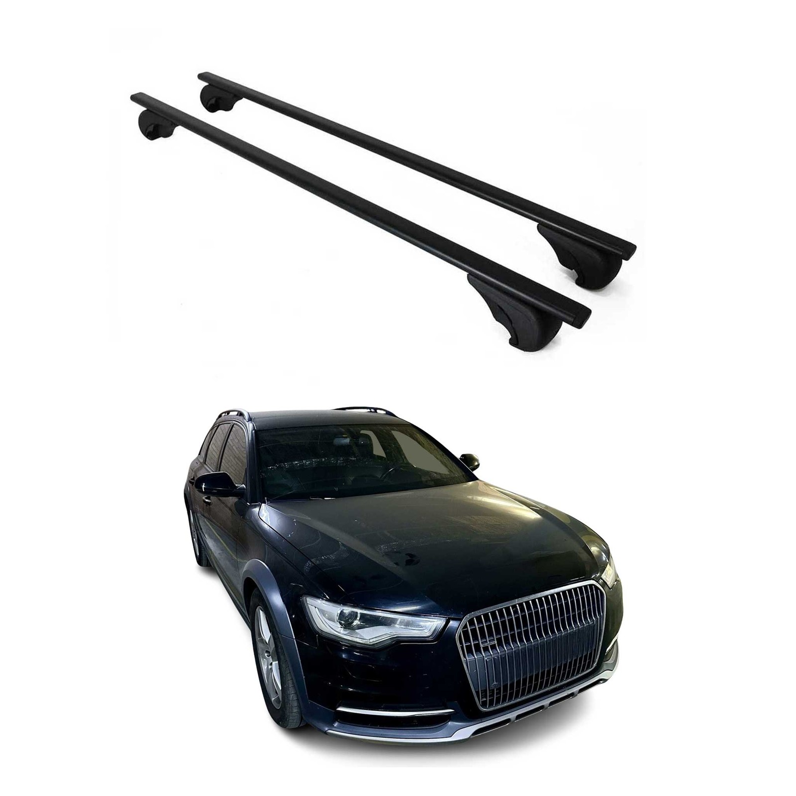 Barres de toit transversales Audi A6 C7 Allroad 2012-2018 noires fer accessoires