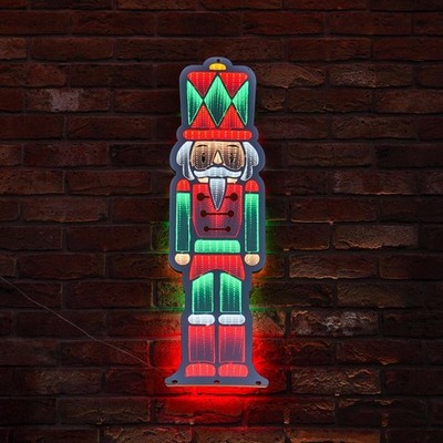 90cm Weihnachten Infinity Spiegel Licht Silhouette LED Außen Nussknacker Figur