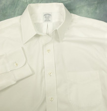 BROOKS BROTHERS MENS WHITE COTTON L/S REGENT FIT BUTTON DOWN SHIRT SZ 16.5 32