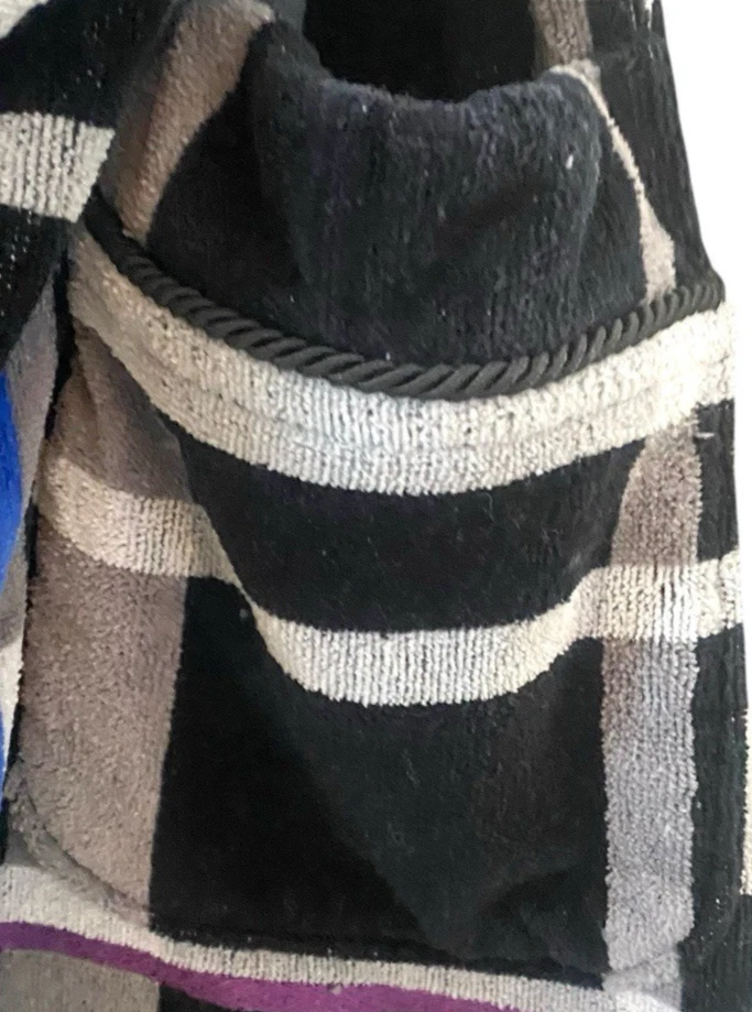 Robert Graham Para Hombres S/M Gris Negro Púrpura Azul Bata Cinturón Albornoz Terry Paño Foto 3 de 4