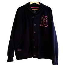 ROCAWEAR Classic Varsity Jacket Black Red Embroidered Logo Urban Streetwear XL