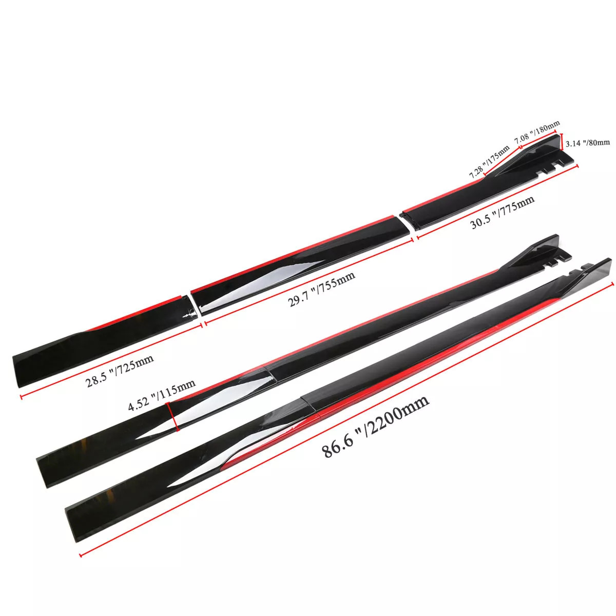 Glossy Black Look 86.6" Side Skirt Extension Spoiler Splitter For Maserati G