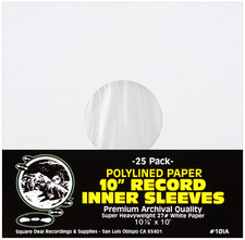  25 10" Polylined Record Inner Sleeves HEAVYWEIGHT Paper Plastic ARCHIVAL 10IA