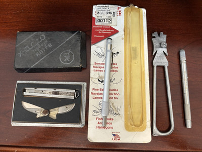 Vtg X-acto knife kit-plus knife, guide tool and blade sharpener-Lot of 4