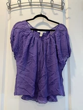 Diane Von Furstenberg - Silk Flow Flowing Top over Tank - Purple Size 4
