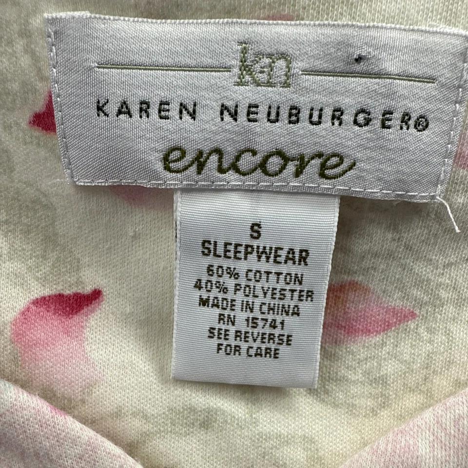 Camisón Karen Neuburger Encore S Rosa Verde Suave Mezcla Algodón Manga Larga Foto 2 de 4