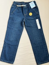 Cat  Jack Boys Straight Jeans Blue Denim Size 8 Drawstring Adjustable Waist