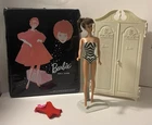 Vtg Bundle 1961-62 #5 Brunette Ponytail Barbie 2 Swimsuits 1964 Case 1963 Closet