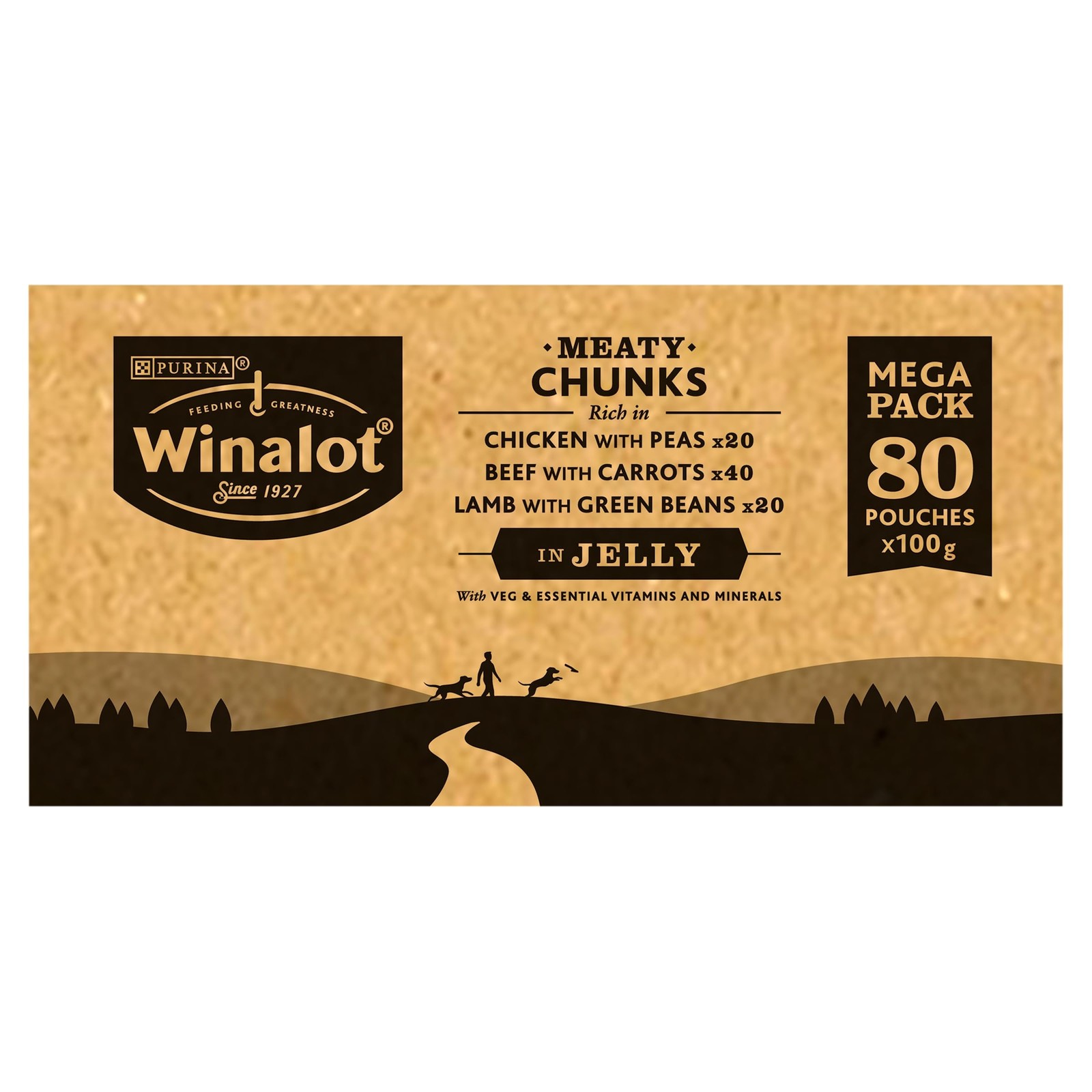 WINALOT Meaty Chunks Mixed in Jelly Wet Dog Food Pouches 80x100g