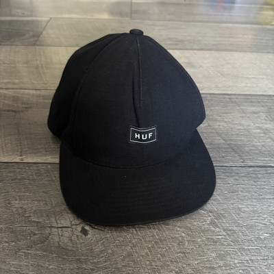 Vintage HUF Headwear Snapback Hat Mens Black Adjustable Cap Logo Embroidered Y2K