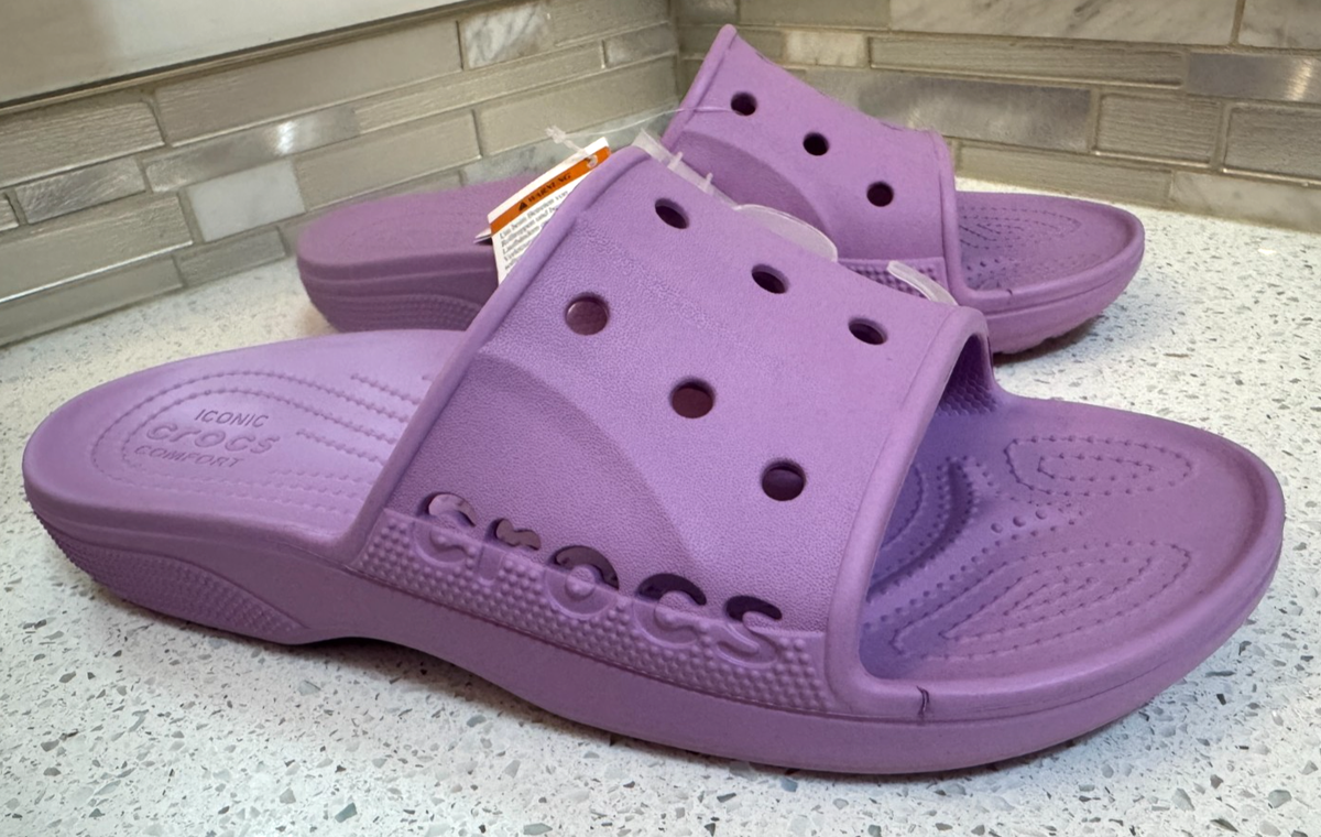 Croc slides SZ  men 12 NWT lavender purple white color beach casual comfortable Crocs Classic Cayman Clogs - Lavender – World of Clogs main image 3