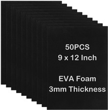 Eva Foam Sheets 3mm, 50 Pack Black Craft Foam 3mm, 9 x 12 Inch Foam Sheets for
