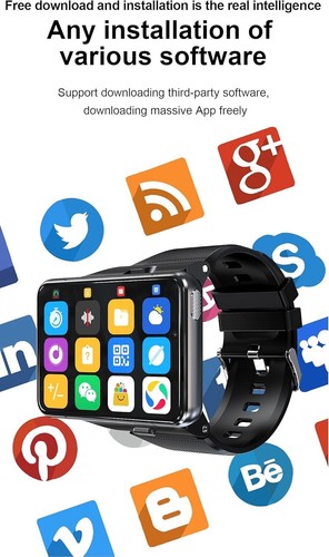 2.88" Touch Screen 4G Smart Watch 9.0 Android/iOS Dual Camera - Black - NEW - Zdjęcie 7 z 13
