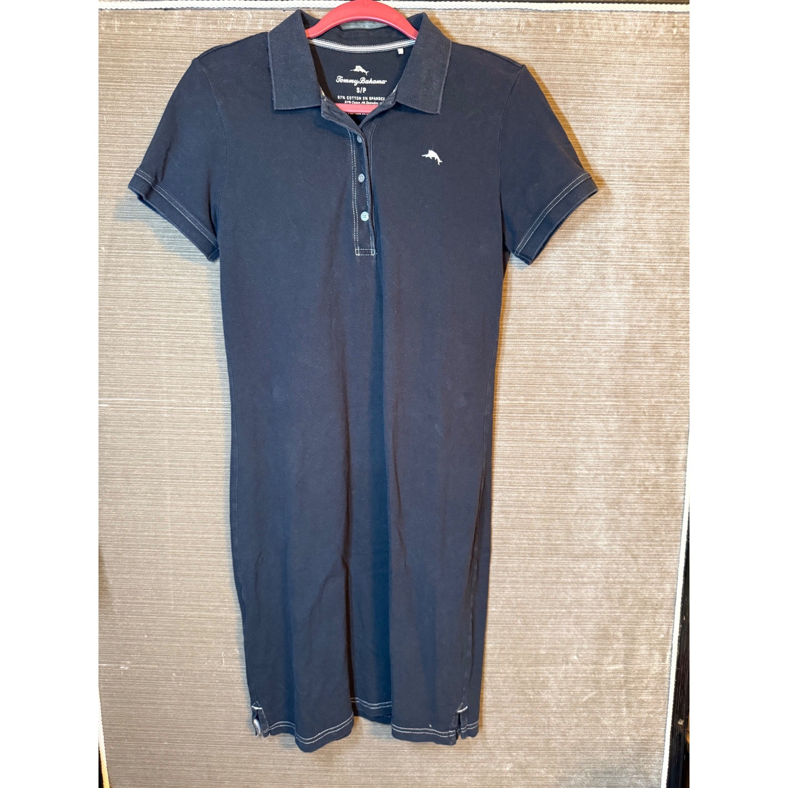 Tommy Bahama Womens Navy Blue Cotton Pique Short Sleeve Polo Dress Small