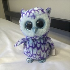 Ty Beanie Boos Oscar Owl Plush Toy Purple Blue Big Eyes Stuffed Animal with Tags
