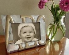 VTG  ABC  Solid Picture Frame Gold, Silver Tone 4x6  Baby, Child Photo by Elsa