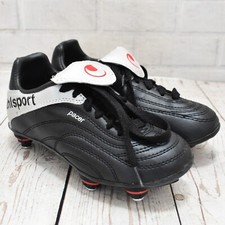 Boys uhlsport Pacer Black & Silver Lace Fastening Football Boots UK 10 Childs