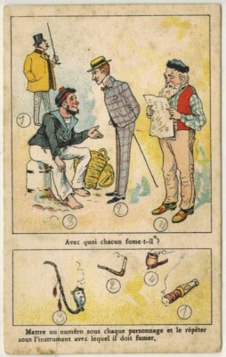 Chromo-Devinette-Avec quoi chacun fume?A la belle jardinière-Beriot.Lille-D.251