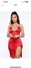 Fashion Nova Red ‘Don't Doubt Me' Midi Dress Women's Sz XS Silky Sexy