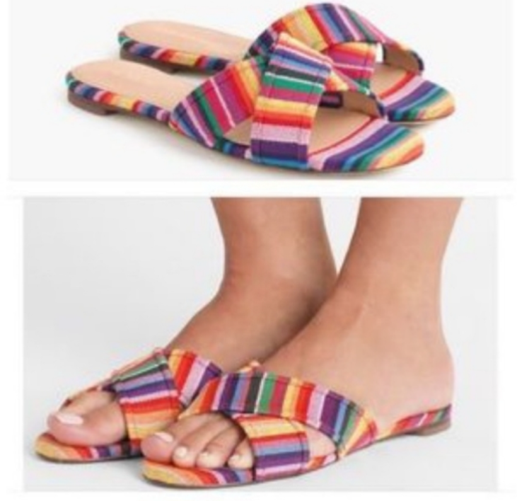 J Crew Rainbow Stripe Cora Crisscross Sandals Women Size 9