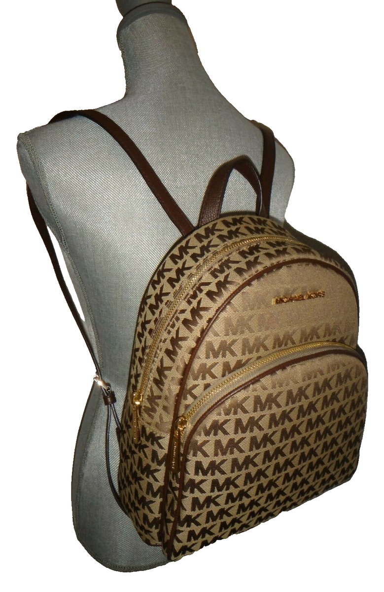 MICHAEL KORS Abbey MK Signature Jacquard MD Zip Backpack Bag 