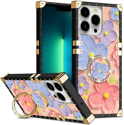 For Various Phone Flower Case +Ring Holder Shockproof Cover Fashion Women Girl
