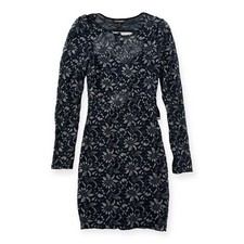 NWT Express Dress Womens Small Black Lace Mesh Stretch Pencil Fitted Bodycon LBD