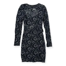 NWT Express Dress Womens Small Black Lace Mesh Stretch Pencil Fitted Bodycon LBD