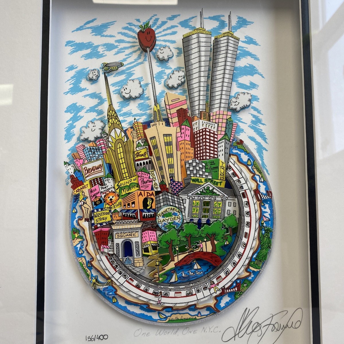 3Dアート巨匠 チャールズファジーノ ONE WORLD,ONE NYC Charles Fazzino One World One NYC Original 3D Pop Art Framed | eBay
