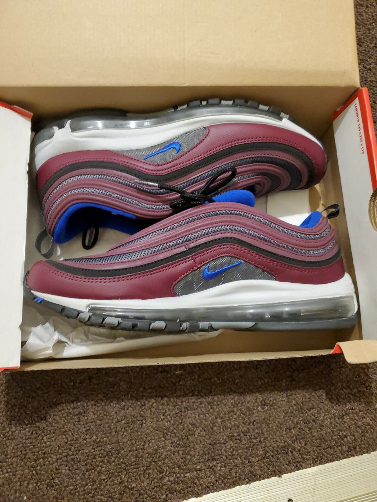 Nike Air Max 97 Night Maroon/Cool Grey/Racer Blue(921826-012)Sz 9.5  preowned | eBay