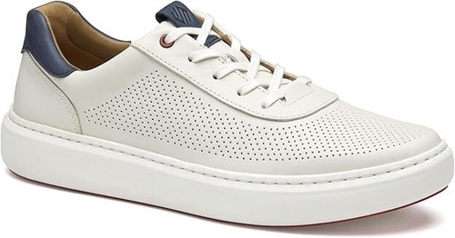 Johnston & Murphy Men's Anders Perforated U-Throat Shoe In White- New in Box