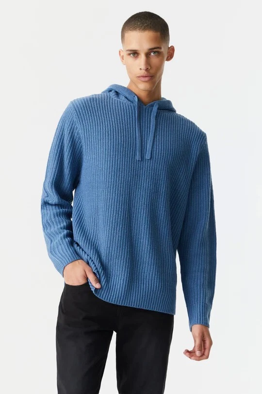 Urbn Idnty Chunky Knit Hoodie Blue 0885 44267096 Size M eBay