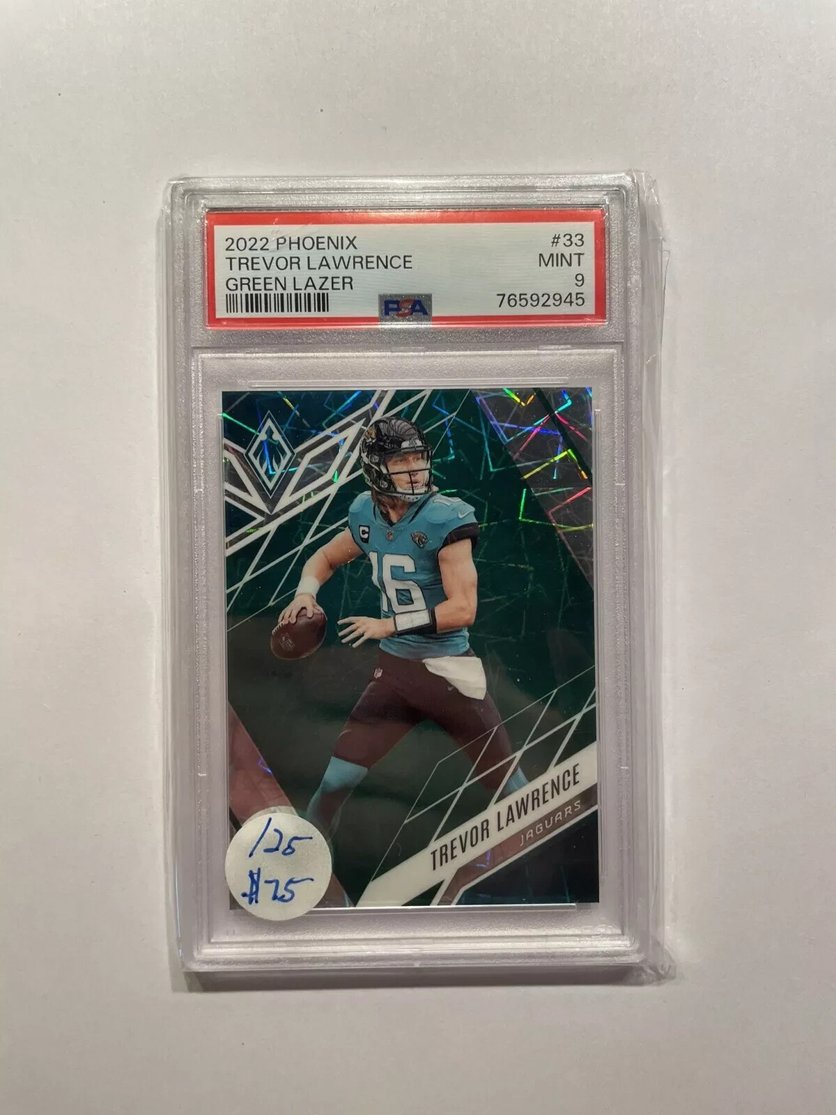 2022 Phoenix Trevor Lawrence #33 Green Lazer # 12/25 SP - PSA 9 MINT