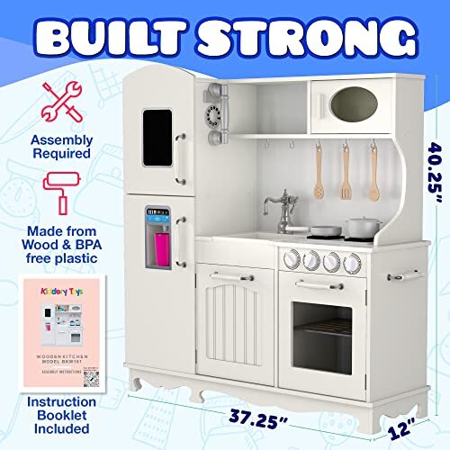 Play Kitchen Wooden Kitchen Playset for Toddlers & Big Kids Comes