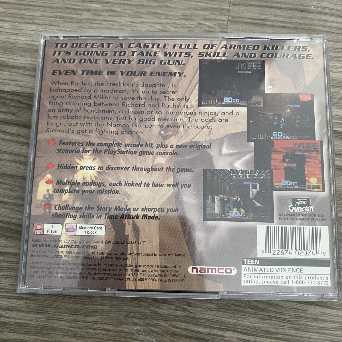 Time Crisis (Sony PlayStation 1, 1995) PS1 Black Label CIB