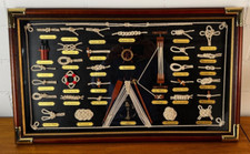 Lavagna nodi dietro vetro quadro nodo tedesco legno/ottone/vetro