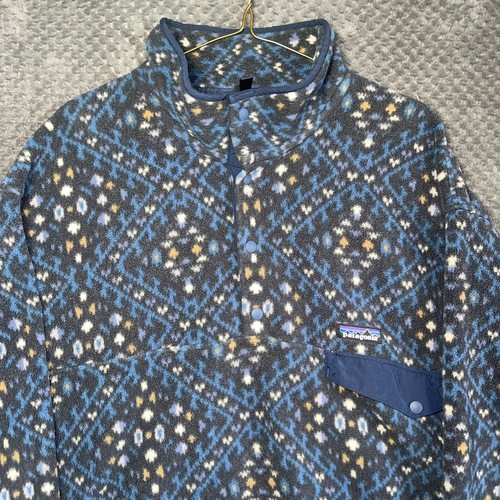 Patagonia Synchilla Snap T Fleece Pullover Jacket Aztec Jumper Mens XL Navy Blue - Picture 2 of 15