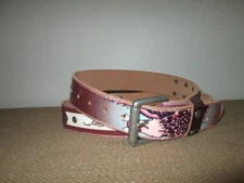 Unisex ED HARDY Y2K Brown Leather Belt W/ Eagle Patch Size L