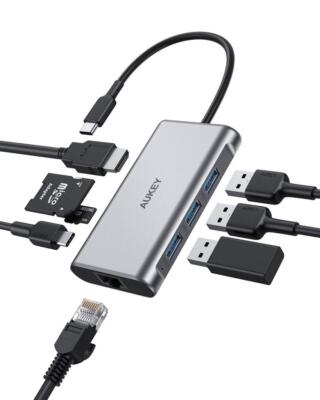 USB-C Hub Adapter Port Erweiterung 8 in 1 4K HDMI USB 3.0 SD Windows Mac CB-C91 