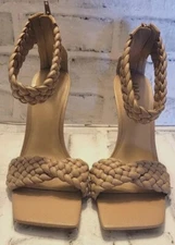 I.N.C. International Concepts Sandals Beige 9.5M Adalie Woven Back Zip Stiletto 