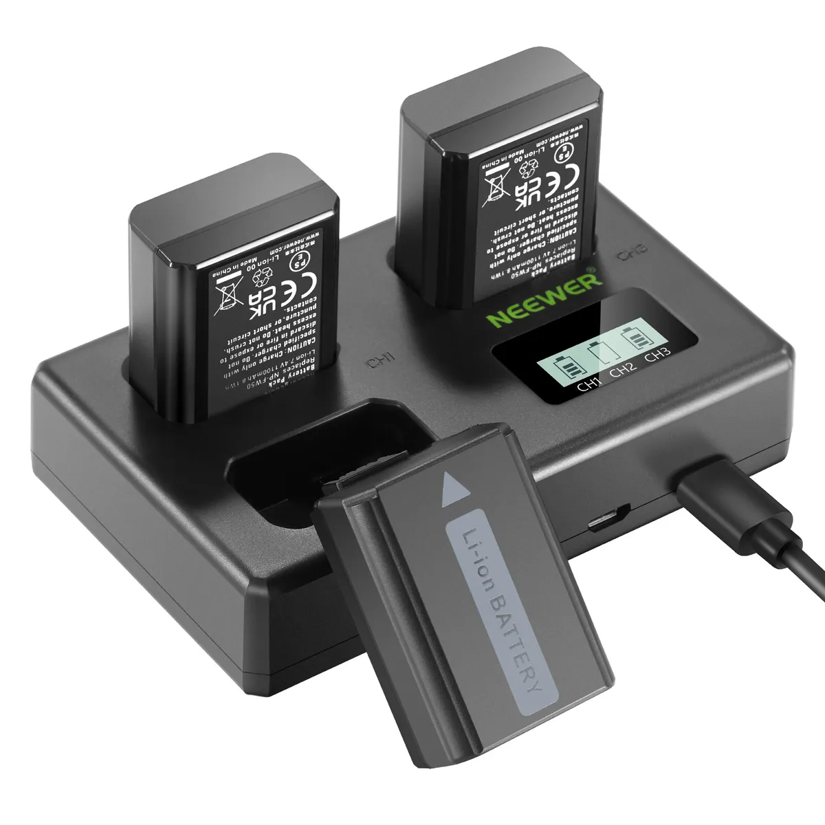 Neewer NP-FW50 Replacement Battery Charger Set for Sony ZV-E10, a7, a7R,  a7RII