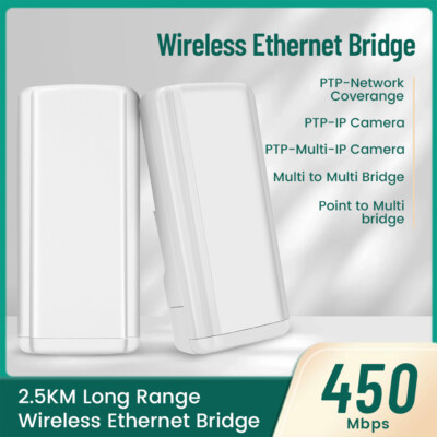 5,8G 2,5KM Ethernet Wireless Wifi Bridge Outdoor CPE WLAN Access Point Extender