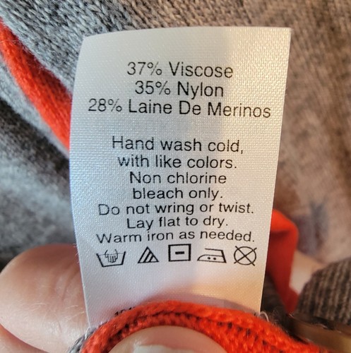 J Crew Wool Blend Sweater Womens Sz Med Gray Orange Elbow Patch Button Shoulder - Picture 12 of 12