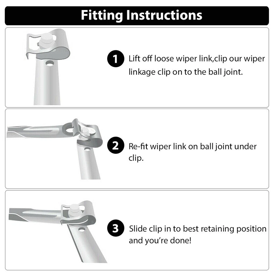 10 Piezas Universal Parabrisas Delantero Limpiaparabrisas Enlace Varillas Reparación Clip Foto 4 de 4